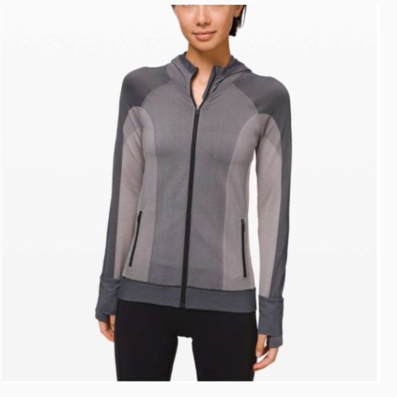 lululemon athletica Jackets & Blazers - Lululemon Ebb to Train Abstract Black Dark Chrome Jacket Size 8